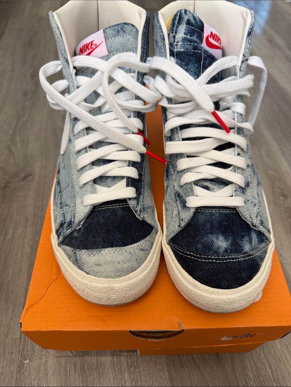 Nike Women’s High Top Sneakers Denim Blue and White